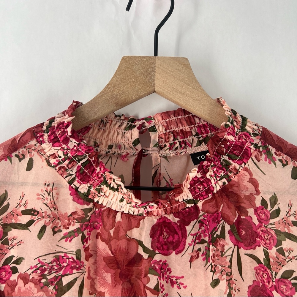 Torrid Sheer Chiffon Pink Floral Long Sleeve Blouse Size 3X - Picture 2 of 11